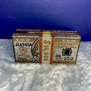 Crystal money clutch bag